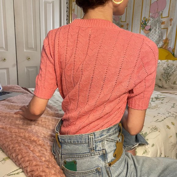 80s Cuddle knit made-in-the-USA pink shirt! - Picture 7 of 14